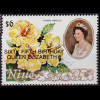 NIUE 1991 - Scott# 595 Flowers Opt. Set of 1 NH