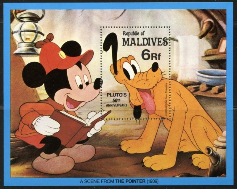 MALDIVES Sc#950-951 1982 Disney Pluto Anniversary Stamp & SS Complete MNH