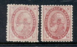 Tonga 1886-92 King George I 1d Perf 12x11.5 2xshades MNG