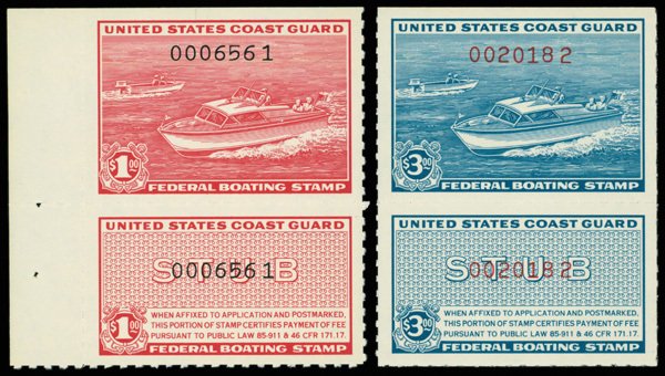 United States #RVB1-RVB2 Mint nh extremely fine   Cat$70 1960, $1-$3 Boating ...