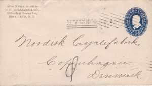 U.S. 1898 Brooklyn N.Y. Cancel J.H. Williams & Co.Pre Paid Envelope Ref 45670