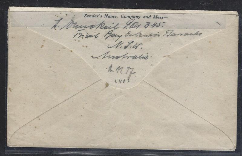 AUSTRALIA (PP2107B)  1917 FROM CONCENTRATION CAMP AUSTRALIA WITH LETTER. WOW!!