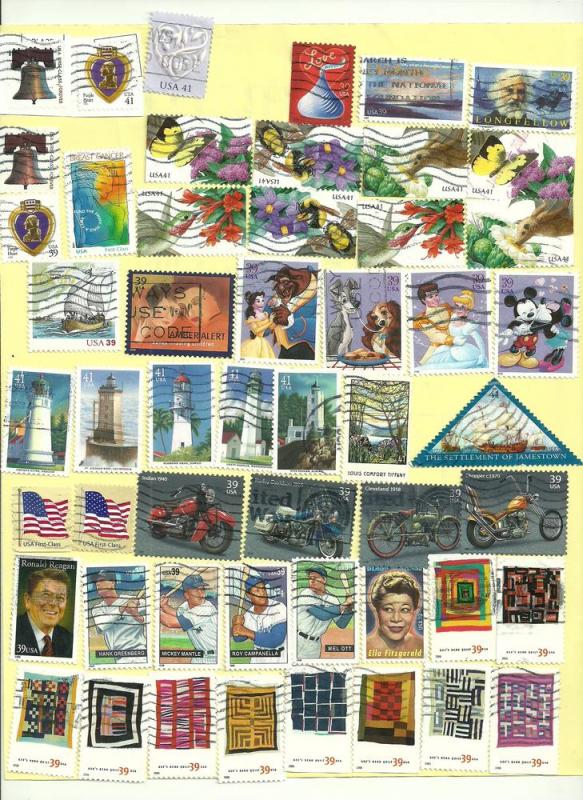 50 different different used US stamps-2006-2007-scan 10/7