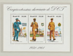 1981 Brazil Stamps 50th Anniversary of The Post and Telegraph Department SS MNH