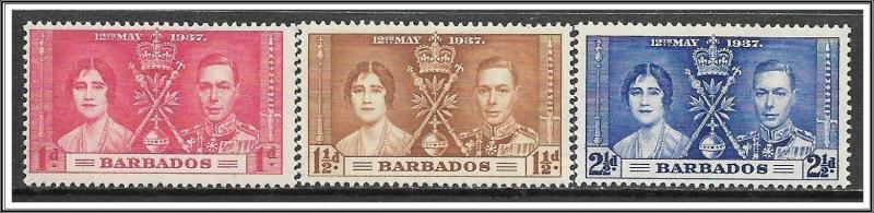 Barbados #190-192 Coronation Complete Set MH