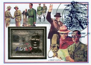 GUYANA De Gaulle-Churchill Gold s/s Blue Ovpt.Perforated mnh.vf