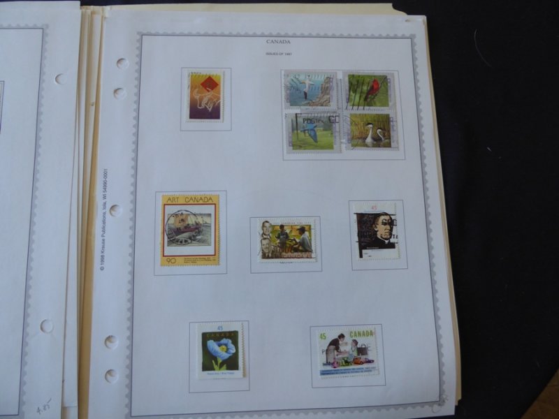 Canada 1990-1998 Stamp Collection on Album Pages