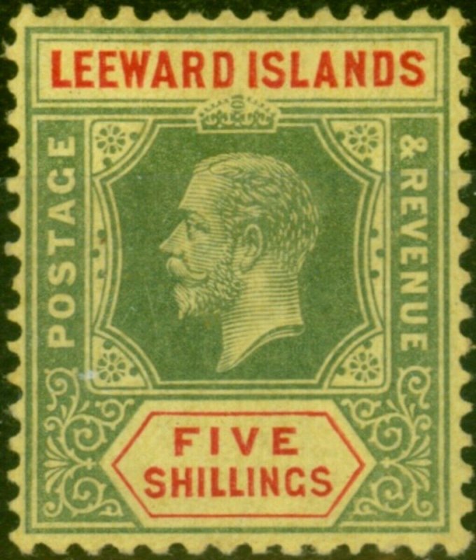 Leeward Islands 1914 5s Green & Red-Yellow SG57 Fine & Fresh MM
