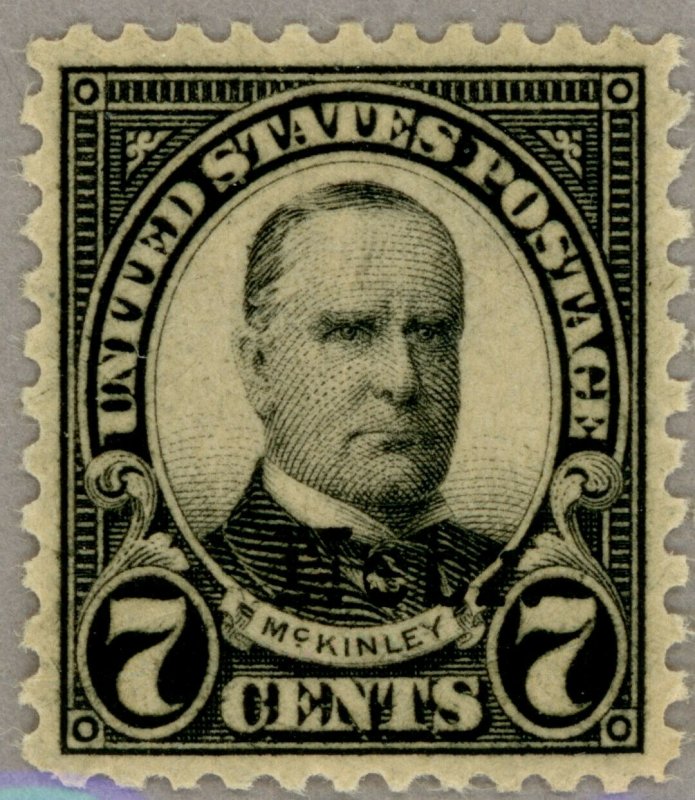 US Scott#676 XF OG 1929 7c McKinley, centered and sound