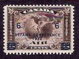 Canada-Sc#C4-unused NH 6c on 5c olive brown air mail-Maps-id121-1932-