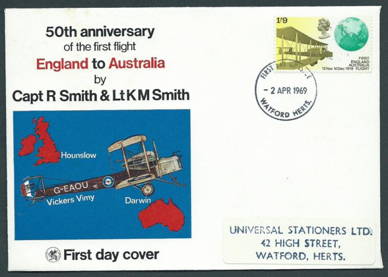 GB 50th Anniv Englad to Australia  aircraft - with SG 795...