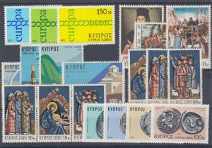 Cyprus Sc 365-389 MNH. 1971-72 issues, 7 complete sets, fresh, bright, VF