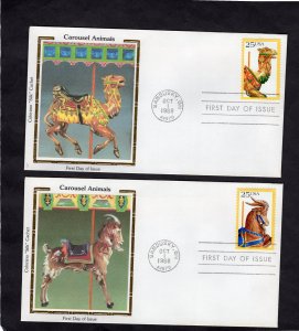 2390-2393 Carousel Animals, FDC set/4 Colorano Silk