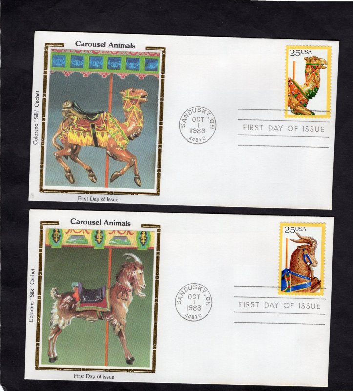 2390-2393 Carousel Animals, FDC set/4 Colorano Silk