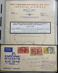 1931 Darwin Australia First Experimental Flight Cover To Manchester England
