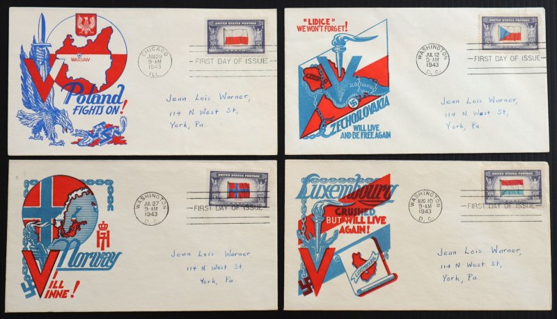 U.S. Used Stamp #909 - 921 5c Overrun Cachet Craft First Day Covers Set of 13