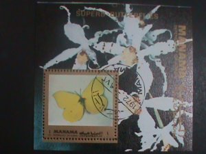 MANAMA-1972-LOVELY RARE BUTTERFLY -CTO S/S -VF LAST ONE HARD TO FIND  CTO SHEET