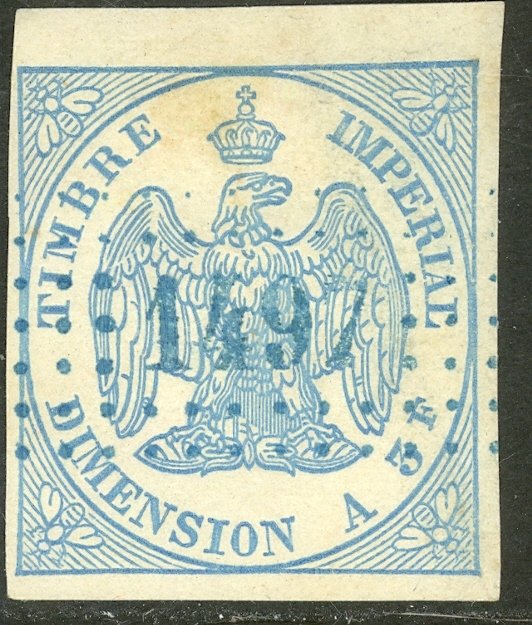 FRANCE 1862 5fr Light Blue IMPERIAL EAGLE Dimension Revenue Yvt.DI5 VFU