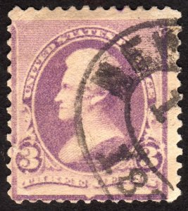 1890, US 3c, Jackson, Used, Sc 221