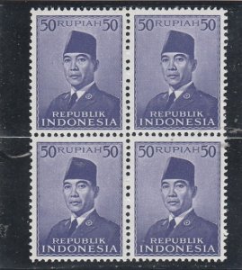 Indonesia  Scott#  400  MNH  Block of 4  (1951 Pres. Sukarno)