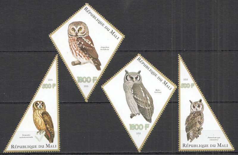 C1089 2015 Owls Birds Fauna 1Set Mnh