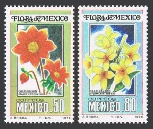 Mexico 1163-1164, MNH. Michel 1609-1610. Flowers 1978. Dahlias, Frangipani.