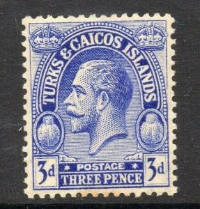 Turks & Caicos Islands 1922 Early Issue Fine Mint hinged Shade of 3d. 310186