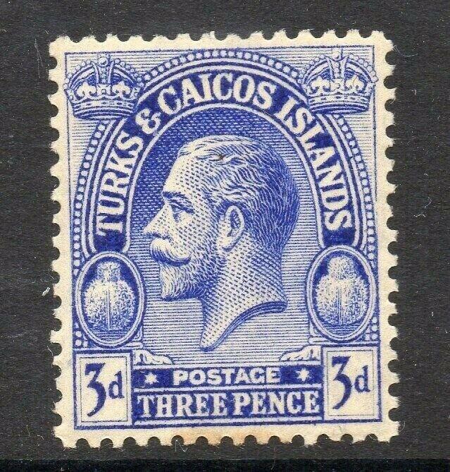 Turks & Caicos Islands 1922 Early Issue Fine Mint hinged Shade of 3d. 310186