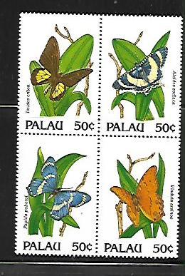 PALAU, 300, MNH, SS, BLOCK OF 4, BUTTERFLY TYPE