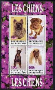 Burundi 2009 Dogs #1 perf sheetlet containing 4 values un...