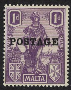 Malta 'POSTAGE' Ovpt 1d 1926 MNH SG#145