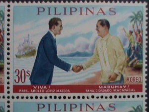 ​PHILIPPINES-1963-SC# 896-7  VISIT OF PRESIDENT LOPEZ MATEOS -MNH BLOCKS- VF