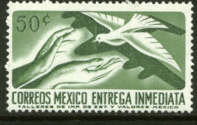 MEXICO E18 50¢ 1950 Def 8th Issue Fosforescent glazed MNH