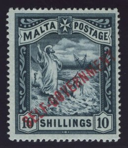 Malta 1922 'Self Government' 10s blue-black MLH. SG 105. Sc 85.