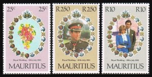Mauritius 520-522,MNH.Michel 516-518. Royal wedding 1981.Prince Charles,Diana.