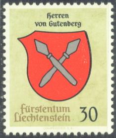 LIECHTENSTEIN  397 MNH 1965 30rp COAT of ARMS