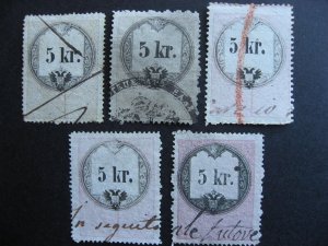 Austria 5 U 5 kr revenues collector believed had print, plate varieties, errors