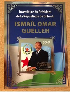 2016 Djibouti IMPERF ND Mi. Bl. 227 gold leaf President Ismail Omar Guelleh-