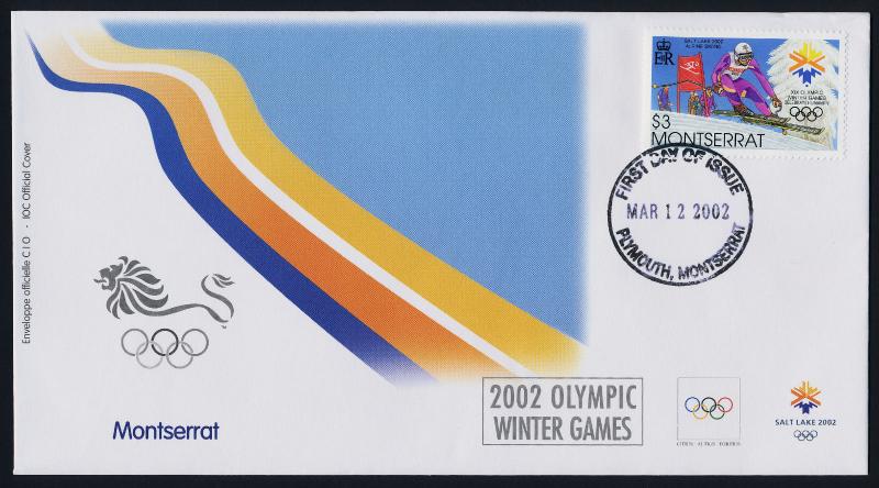 Montserrat 1063b on FDC - Olympic Sports, Down Hill Skiing