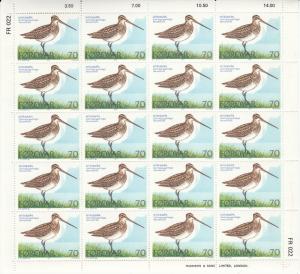 Faroe Islands 1977 MNH Sc #28-#30 Minisheets of 20 Birds