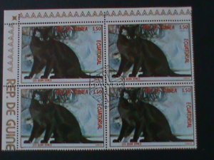 EQUATORIAL GUINEA-BEAUTIFUL LOVELY CATS CTO IMPRINT BLOCK-VF FANCY CANCEL