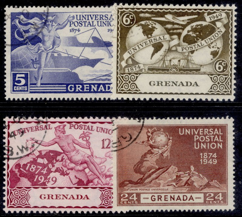 GRENADA GVI SG168-171, 1949 ANNIVERSARY of UPU set, FINE USED.