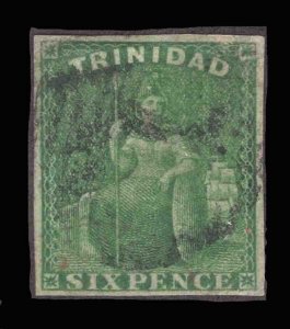 MOMEN: TRINIDAD SG #28 IMPERF 1859 USED £425 LOT #66588