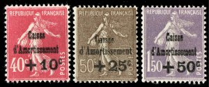 [st1050] FRANCE 1930 Scott#B35/7 MLH with Overprint varieties !!!