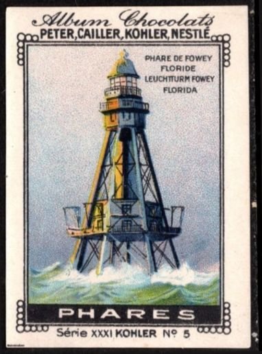 Vintage Swiss Poster Stamp Peter, Cailler, Kohler, Nestlé Fowey Rocks Lighthouse