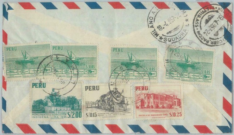 81694 - PERU - POSTAL HISTORY - Registered AIRMAIL  COVER to ITALY  1957