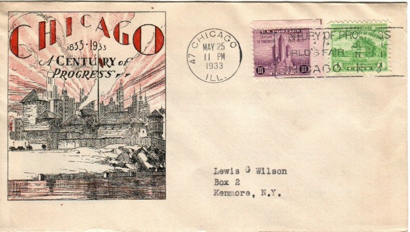 #728-9 Chicago Century of Progress Ioor cachet First Day Cover