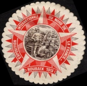 1911 France Poster Stamp International Exhibition North Of France Roubaix