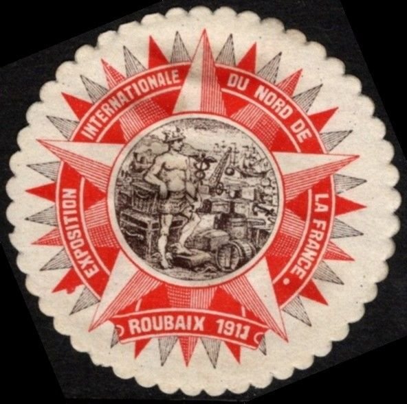 1911 France Poster Stamp International Exhibition North Of France Roubaix