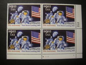 Scott 2842, $9.95 First Moon Landing, PB4 #B1111 1 LR, MNH Express Mail Beauty